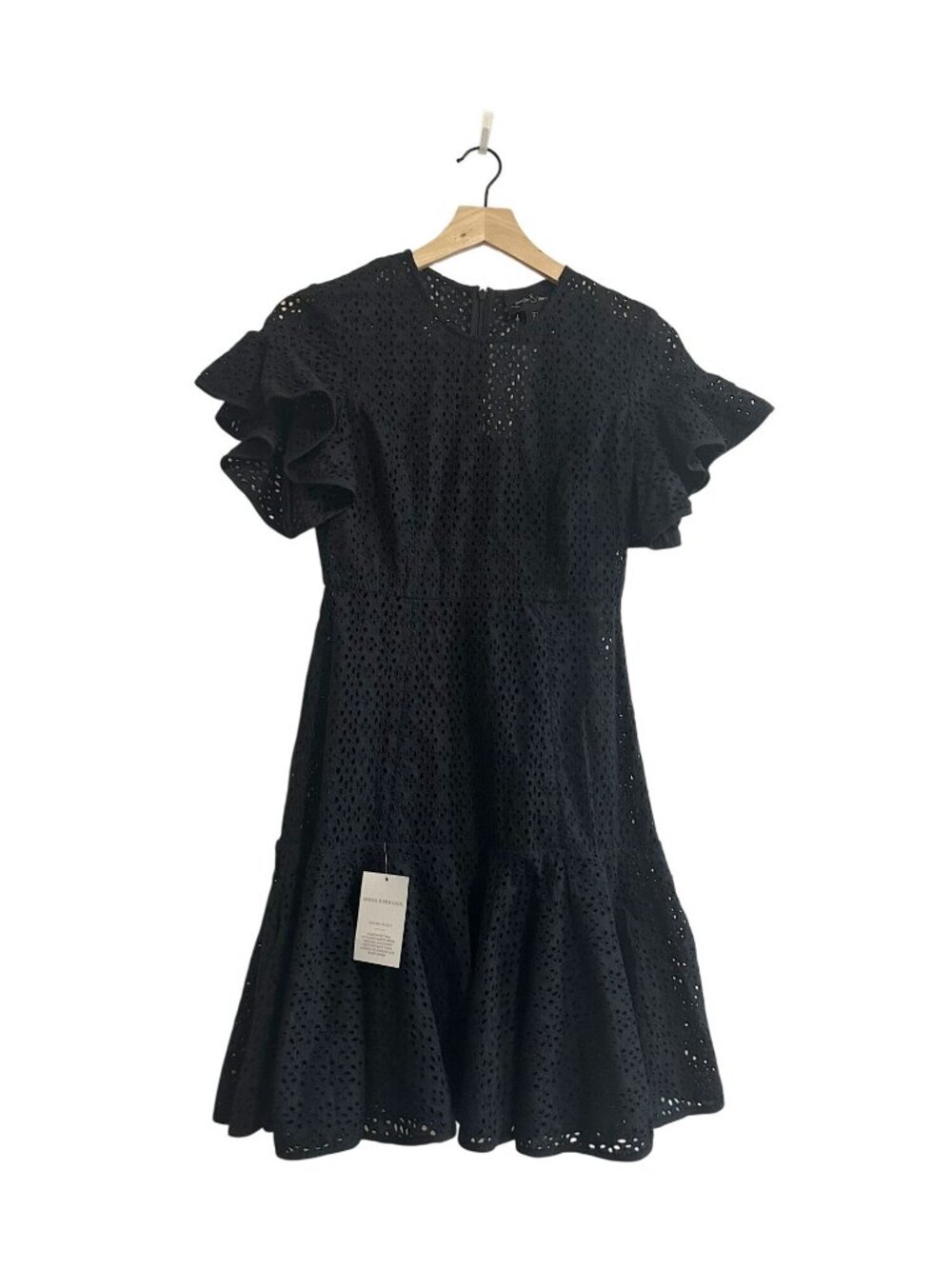 Needle & Thread Black Eyelet Floral Broderie Mini Dress, Size US 0, NWT